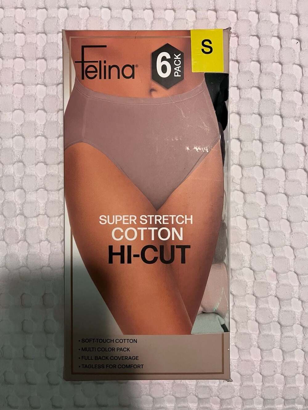 Felina Women's Super Stretch Cotton Hi-Cut Panties 6-Pack Small